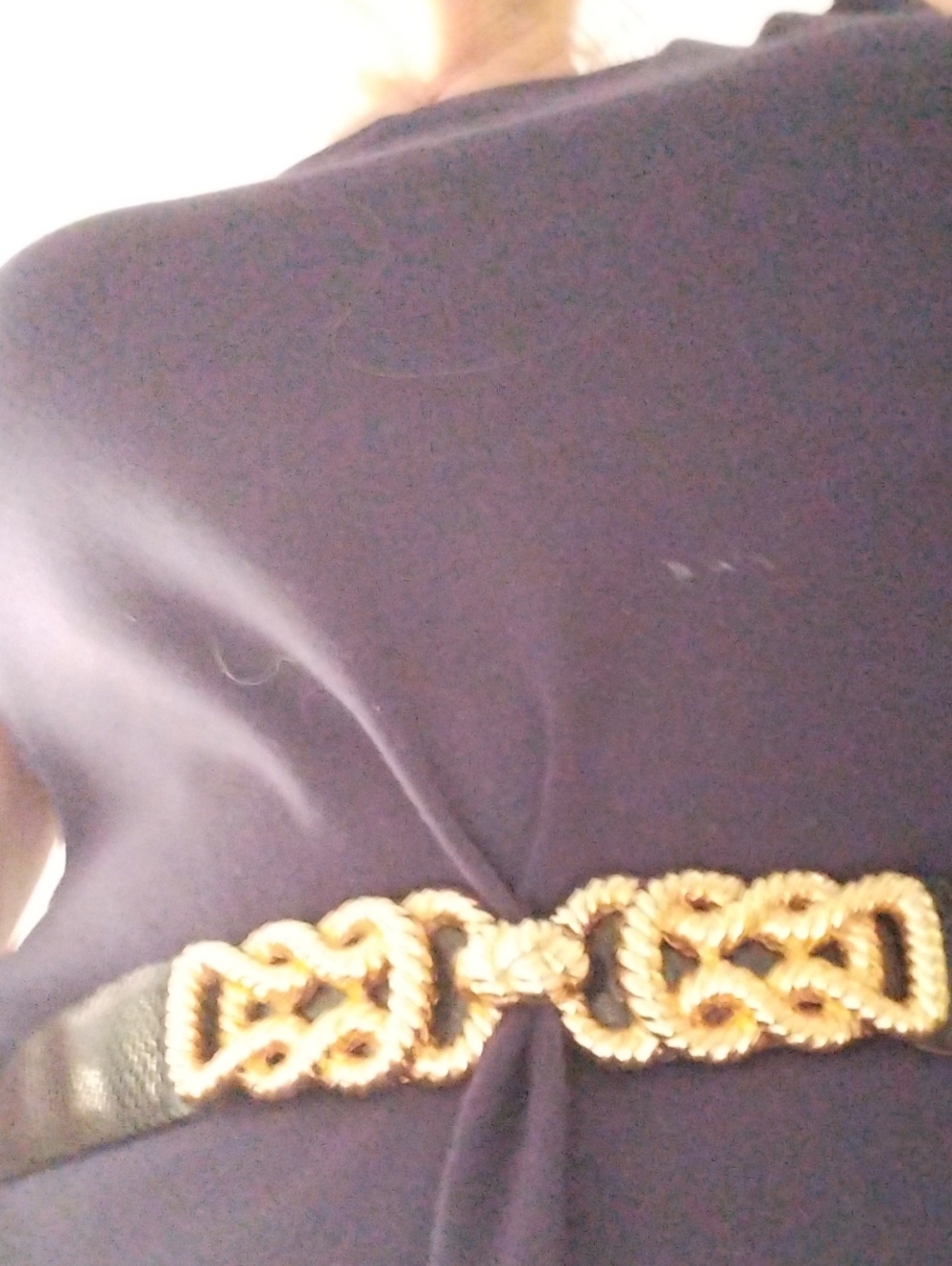 Judith Leiber Black Belt with Gold Rope-Link Buckle